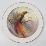 A Royal Worcester plate, decorated with an Australian Paradise Rubra bird by R Austin,