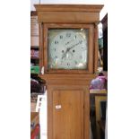 An Antique pine cased long case clock, the square painted dial inscribed W Walkman,