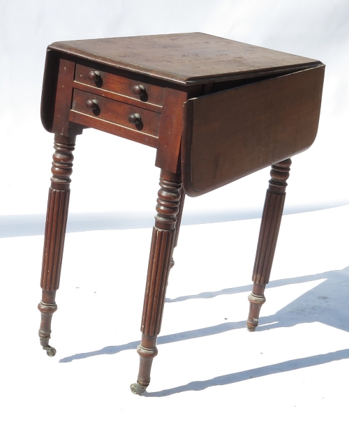 A 19th century mahogany work table, of Pembroke design,