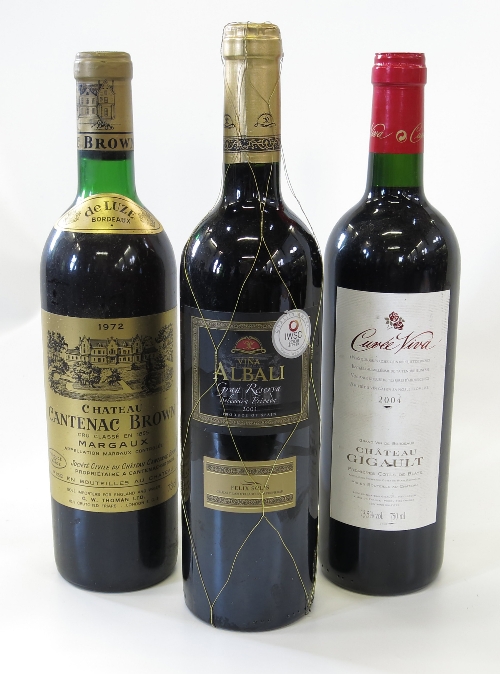 A bottle of 1972 Chateau Cantenac Brown Margaux, together with a 2004 Cuvee Viva red,