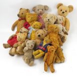 Fourteen various gold plush teddy bears