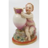 A 19th century Royal Worcester model, of a young child sat on a rocky outcrop holding a vase,