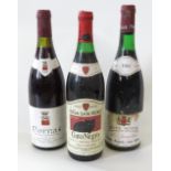 A bottle of 1982 Pommard Premier Cru le Clos Blanc, together with a 1982 Cote Rotie Les Fumelles,