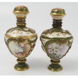 A pair of Coalport covered vases, with hinged covers,