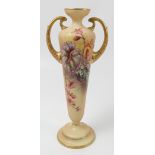 A Royal Worcester blush ivory vase, of tapering form decorated with flowers by William Hale,