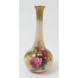 A Royal Worcester spill vase, decorated with roses, shape number 2491, dated circa 1923,