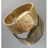 Piaget, a lady's 18 carat gold bracelet watch, the gold coloured dial with gilt batons and hands,