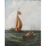 William Callcott Knell, oil on canvas, shipping scene, Dutchman in the Solent,