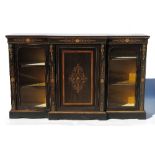 A 19th century ebonised break front credenza,