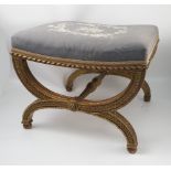 A late Georgian English footstool, of rectangular form,