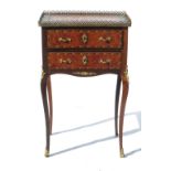 A Continental side cabinet, with cross banded amboyna top,