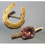 A 9ct gold horseshoe brooch, Birmingham 1885,