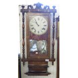 A 19th century Vienna style wall clock, with striking movement, white dial with Roman numerals,