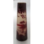 A Delatte Nancy cameo glass vase, of tapered cylindrical form,