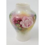 A Royal Worcester unfinished vase, decorated with roses by Miller, shape number 2491,