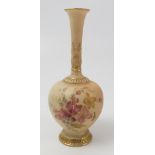 A Royal Worcester blush ivory vase, decorated with flowers to a globular body, shape number 1661,