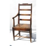 A 19th century country ladder back armchair,