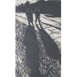 David L Carpanini, limited edition black and white lino print, Tomorrows Dust, 10.5ins x 6.