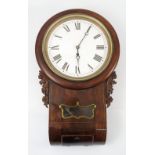 A Regency drop dial wall clock, with fusee movement, white enamel dial,