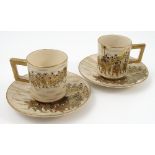 A set of eight satsuma coffee cans and saucers,