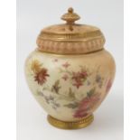 A Royal Worcester blush ivory pot pourri, with inner and outer cover,