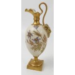 A Royal Worcester gilded ivory vase, decorated with shot silk flowers and gilded leaves,