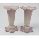 A pair of Royal Worcester spill vases, of flower form, decorated in lilac, shape number G351,