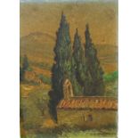 A Continental school oil on board, landscape in southern France, signed H.Burm.Mosin?, 8.