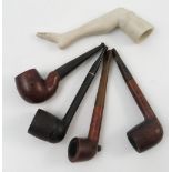 A quantity of smoking related ephemera to include clay pipes, match boxes, brass tobacco tin,