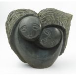A 20th century stone sculpture, in the shield shaped face, marked to base S. Chidoll, height 8.