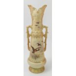 A Grainger's Worcester blush ivory vase, decorated with a flighting duck,