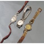 An Omega Turler ladies stainless steel wristwatch, on a later expanding bracelet,