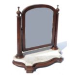 A 19th century mahogany dressing table mirror, with marble top the base,