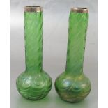 A pair of Kralik or Loetz style iridescent glass vases,