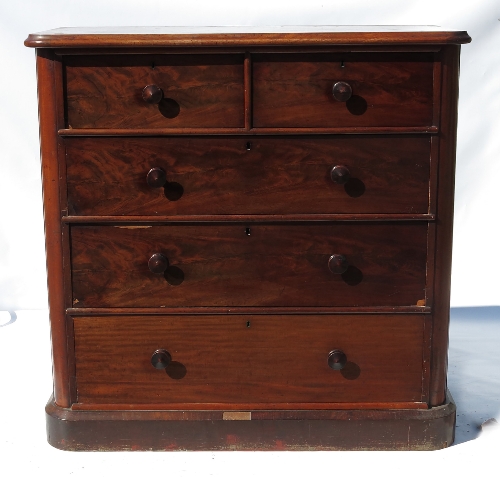 A 19th century mahogany chest, of two short drawers over three long drawers,