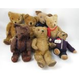 A group of 20th century gold plush teddy bears, all with growlers, to include Chiltern, Gwentoys,