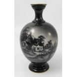 A Royal Worcester vase, decorated with Worcestershire Cottages in black, shape number 1846,