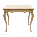 A walnut fold over table, of shaped rectangular form, with quarter veneered decoration to the top,