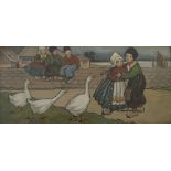 Ethel Parkinson, six colour lithographs, Dutch scenes with children,