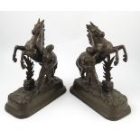 A pair of 19th century spelter Marley horses, makers mark J.