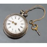 An 18th century silver pair cased pocket watch, by May of London, with enamelled dial, Roman