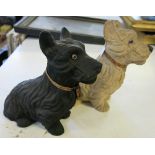 A pair of pressed cardboard models, of Scotty dogs for Whisky advertising,