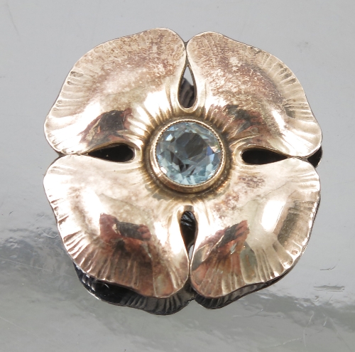 A Scandinavian flower head brooch, stamped '835s' and makers mark,