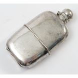 A silver hip flask, with screw cap and pull off silver cup to the base, Sheffield 1899, weight 6oz