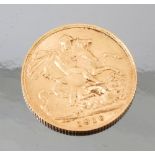 A 1910 gold sovereign