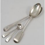 A pair of Georgian silver serving spoons, engraved with initials, London 1818, weight 4oz,