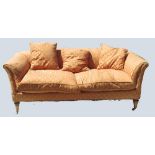 A 19th century chesterfield, raised on short turned legs,