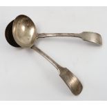 A pair of silver fiddle pattern sauce ladles, London 1903,