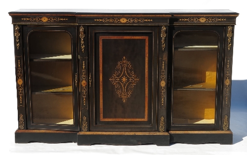 A 19th century ebonised break front credenza,