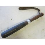 An Antique turned wooden truncheon, with painted decoration HB,